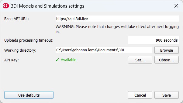 Overview of the 3Di Models and Simulation Settings dialog